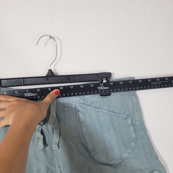 LUCKY BRAND Linen Shorts BLUE ADJUSTABLE length LINEN SHORTS size 4/27 C… - Picture 6 of 11